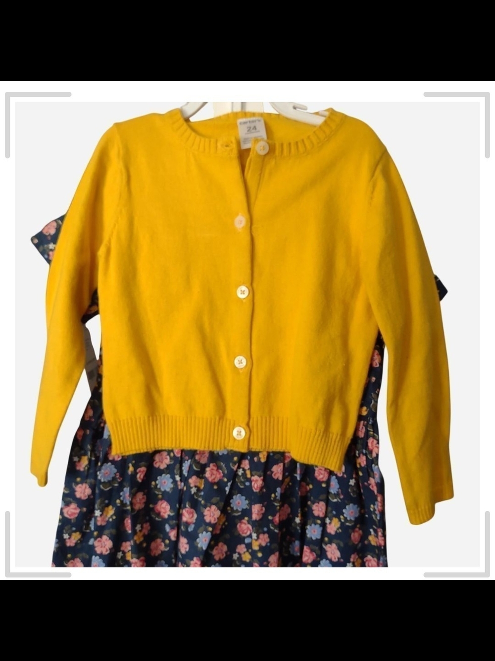 Carter's NWT Girls' Floral Dress W Bright Yellow Cardigan H305H